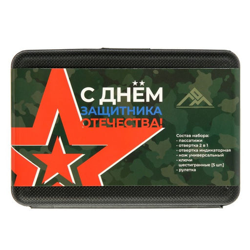 Набор инструментов в кейсе ЛОМ 23 ФЕВРАЛЯ, в подарочной упаковке, 11 предметов