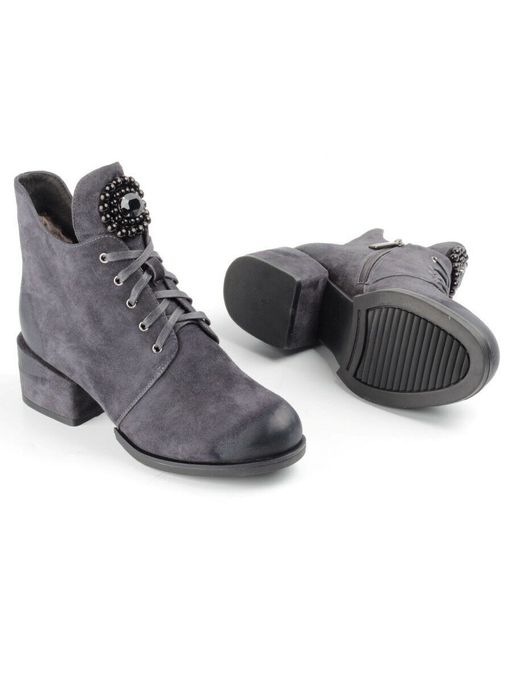 04-R181-2 GREY Ботинки зимние женские (натуральная замша, натуральный мех) - Фабричный китай фото 13
