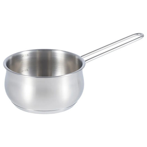 51795 WERNER Набор посуды CASINA из 4 пр. (ковш 14х7,5 см/1,2 л, кастрюля с крышкой 14х7,5 см/1,2 л, сковорода 16х4 см), с индукционным дном. Материал: нержавеющая сталь 18/10. Толщина стенок: 0,6 мм, толщина дна: 3,1 мм.