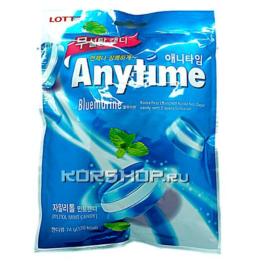 Леденцы Ксилитол Энитайм Блюмарин (Xylitol Anytime), Lotte, 60 г Акция