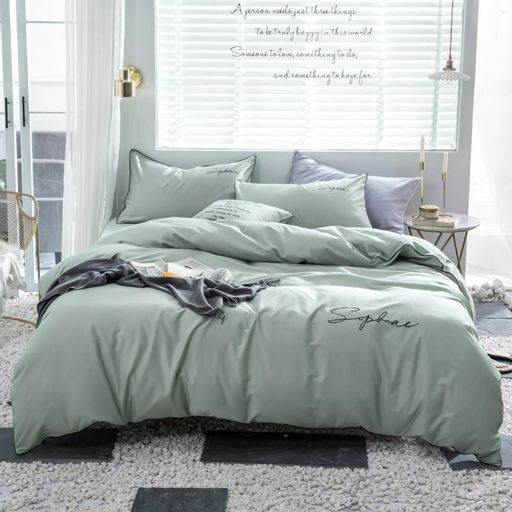 КПБ Mency однотонный с вышивкой MENO005 1.5 спальный