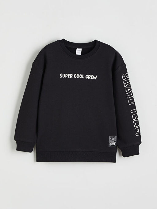 Bask?l? Erkek ?ocuk Sweatshirt