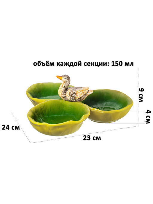 Менажница 3 секции 24*23*9 см "Уточка", керамика