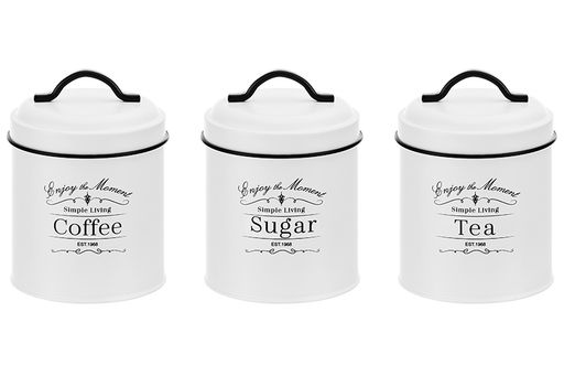 Набор 3 банок для сыпучих продуктов 1,1 л 11,7*11,7*15,5 см Tea, coffee, sugar+крышки с ручк, круг - Elan gallery фото 9