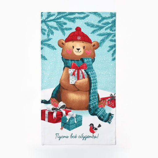 Набор кухонных полотенец Доляна Веселого Нового года 35х60см-4шт, 100% хл  фото 18