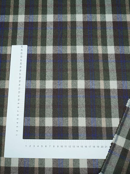 Шерсть пальтово-костюмная Твид Клетка цв.молочный/коричневый/зеленый, ш.1.5м, шерсть-60%, п/э-40% - Купава фото 14