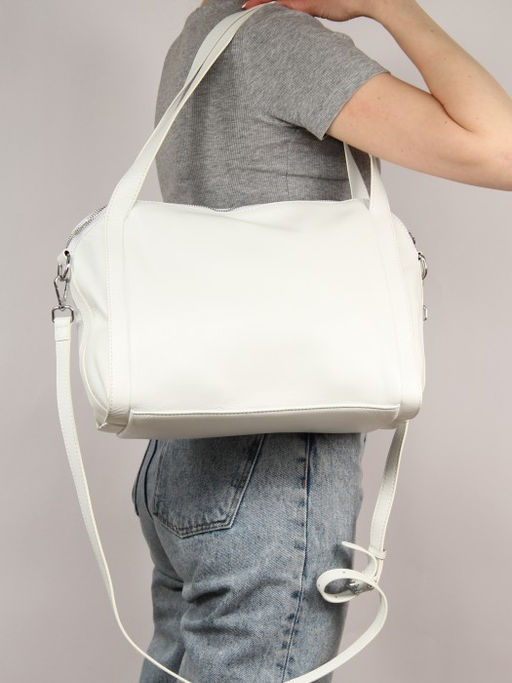 Сумка женская натуральная кожа GU 2033-6609, 1отд+еврокарм, плечевой ремень, белый SALE 261558 - Adelia фото 5