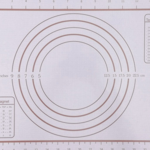 Коврик для выпечки и раскатки теста с разметкой, армированный, силикон, 42×29.5 см, белый