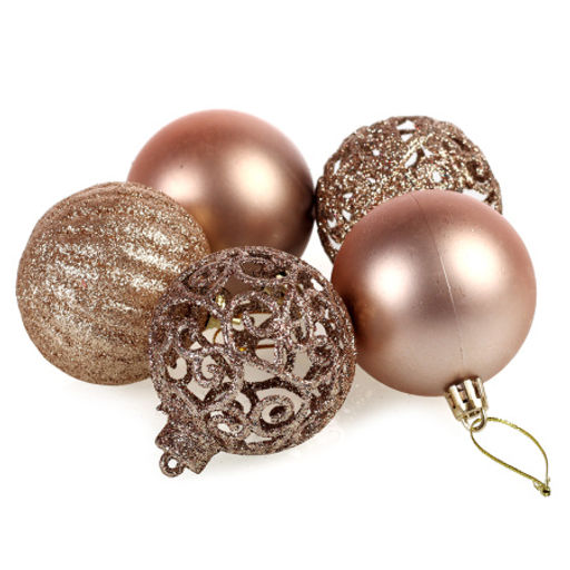 Елочные шары 12 штук 6 см бронза / B-2668 /уп 80/ - ГалеонТрейд фото 3