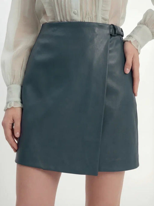 Юбка на запах из эко-кожи OD-1003-2 зеленый