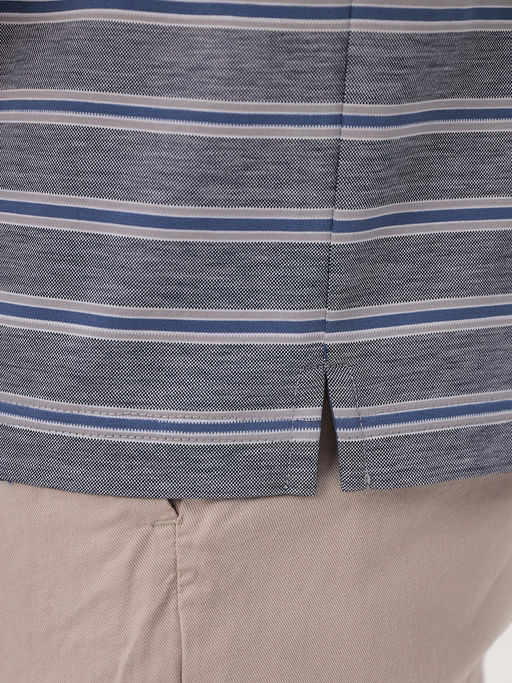 Джемпер мужской с воротником поло короткий рукав GREG G144-PD1246-LT3221(серый полоска)  фото 4