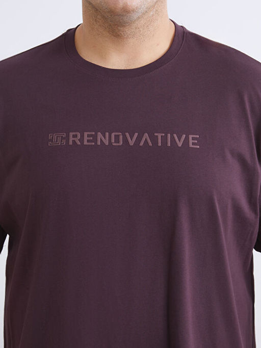 B?y?k Beden Bisiklet Yaka Bask?l? Penye Erkek Ti??rt