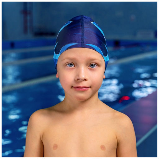 Шапочка для плавания детская ONLYTOP Swim «Акула», тканевая, обхват 46-52 см, МИКС
