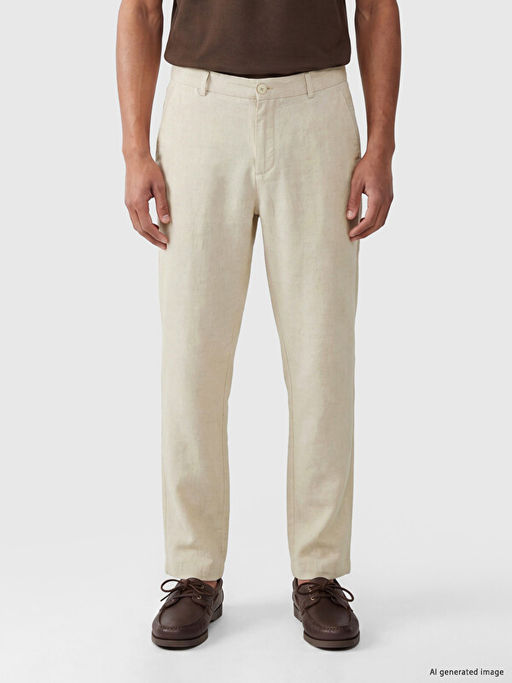 Regular Fit %100 Keten Erkek Pantolon