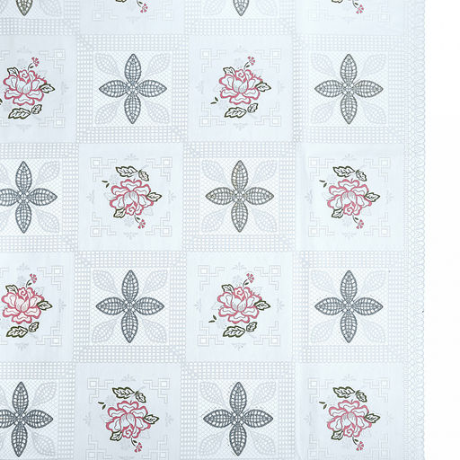 LACE Скатерть ажурная ПВХ Фелиция 180х137см, длина стола до 140см, на 6 персон, белый фон, цветное тиснение, матовая, на пленке, т.м. Домашняя мода (Китай)  фото 2