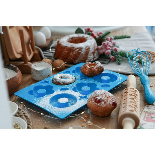 Форма для выпечки Доляна «Сладости. Пончик и Ромашка», силикон, 25.5×17.5 см, 6 ячеек, МИКС