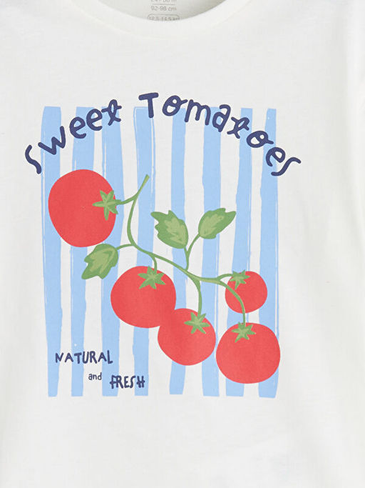 Bisiklet Yaka Bask?l? K?z Bebek Ti??rt