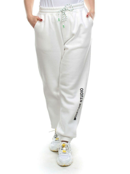 M053 WHITE Брюки спортивные женские на флисе (100% хлопок) 7986 - Fashion фото 2