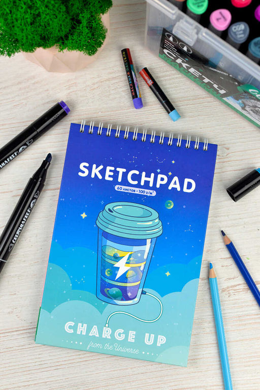 Скетчпад А5 148х210 мм, 60 л, блок - белый офсет 100 г/м2, арт. 59348 БОДРЯЩИЕ КОКТЕЙЛИ - Феникс+ фото 3