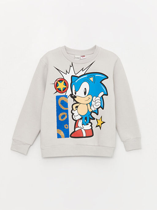 Bisiklet Yaka Sonic Bask?l? Uzun Kollu Erkek ?ocuk Sweatshirt - Waikiki фото 3