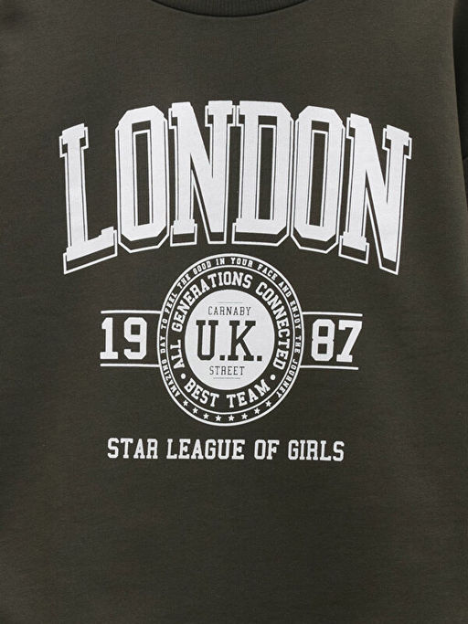 Bisiklet Yaka Bask?l? Uzun Kollu K?z ?ocuk Sweatshirt - Waikiki фото 3