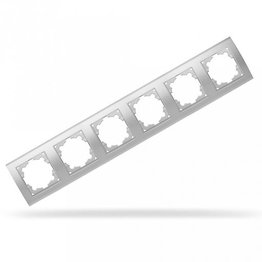 Рамка шестиместная горизонтальная "Бриллиант", еврослот, серебро (Китай)