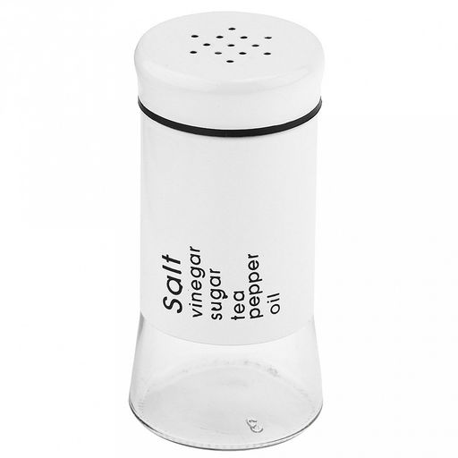 Банка для специй (перечница/солонка) стеклянная В юбке 150мл д5,5см h11,1см, диаметр горла - 3,4см, в цветной металлической оплетке, винтовая комбинированная крышка мет/окраш-пластик, цвета в ассортименте: белый, красный, черный, розовый, синий (Ки - Домашняя мода фото 3