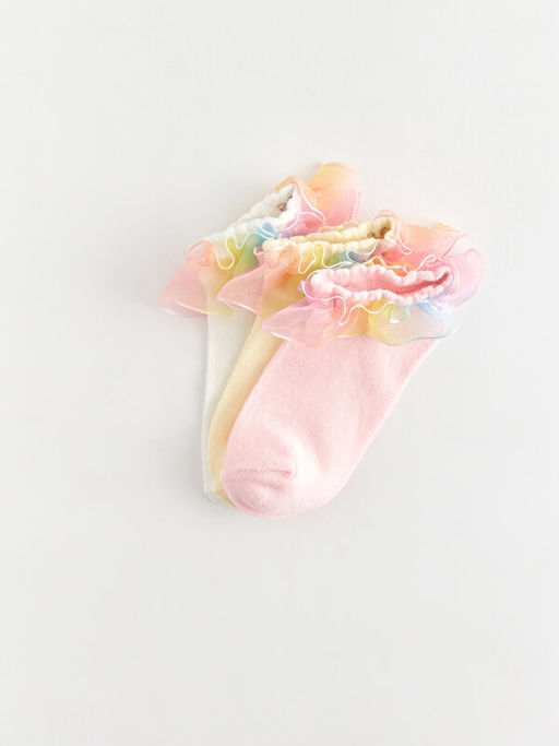 T?l Detayl? K?z ?ocuk Patik ?orap 3l? - Waikiki фото 2