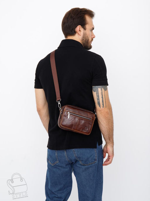 Сумка мужская кожаная 8615S brown Fuxhiniao