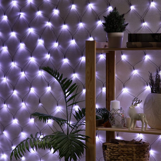 Гирлянда Сеть 1.6?1.6 м, IP20, тёмная нить, 144 LED, 8 режимов, 220 В, свечение белое