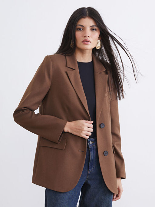 Kruvaze Yaka Kad?n Ka?e Blazer Ceket