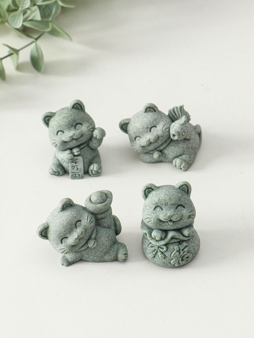 Сувенир песчаник "Манэки-нэко" набор 4 шт 4,3х4х5,5 см