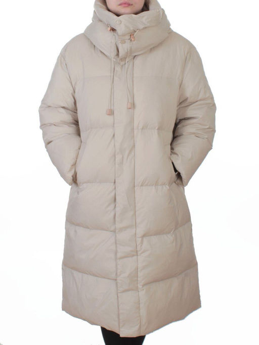 3063 BEIGE Пальто пуховое женское оверсайз (утиный пух) - Fashion фото 3