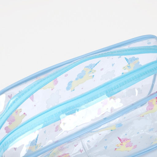 Косметичка на молнии для бассейна, с ручкой, с принтом, голубая