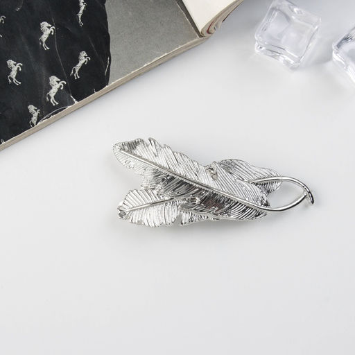 Заколка - автомат для волос «Либерти», перья, 7 см, серебро