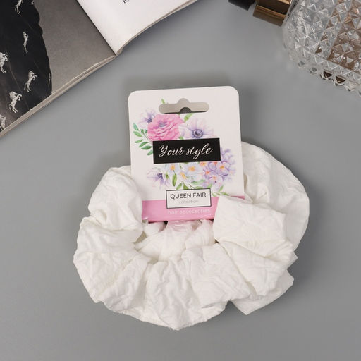 Цена за 6 шт. Резинки для волос «Орбита», набор 2 шт., Ариадна узор, 8 см, белые