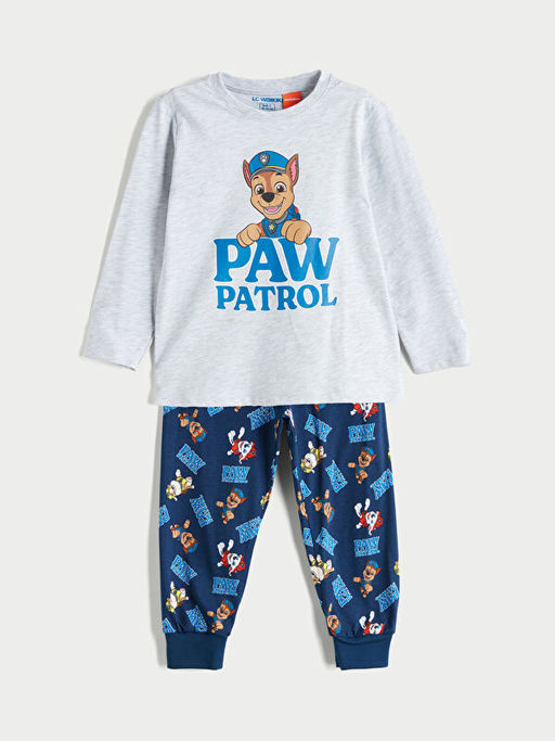 Bisiklet Yaka Paw Patrol Bask?l? Erkek ?ocuk Pijama Tak?m?