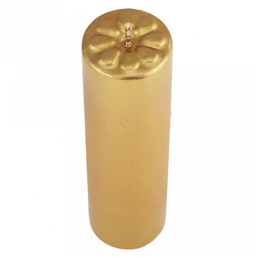 Свеча "Цилиндр" д4см, h15см, парафин, с декором, "Лепесточки", время горения 15,5 часов, золото (Россия)