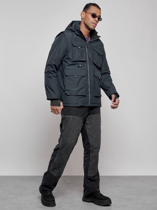 Куртка - жилетка трансформер с подогревом 2 в 1 мужская зимняя темно-синего цвета 6668TS - Mtforce фото 3