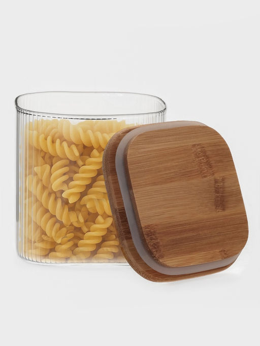 Банка для сыпучих BellaTenero «Эко. Квадрат». 800 мл, 10×10 см с бамбуковой крышкой, стекло, прозрачная