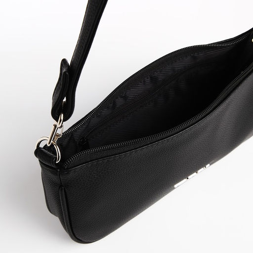 Сумка женская багет TEXTURA на молнии, 26×4×14 см, чёрная