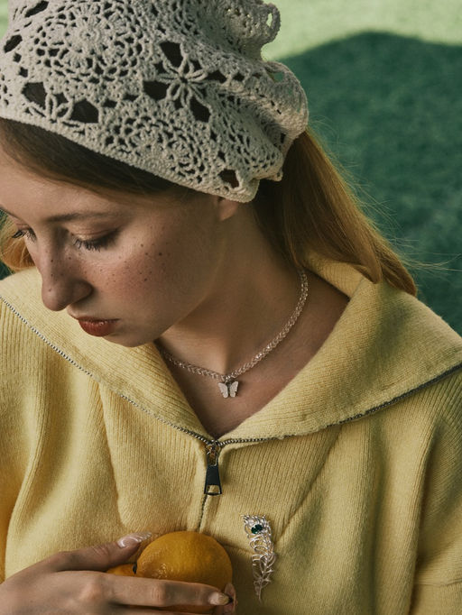 Чокер «Бабочка» хрусталь, белый в серебре, 36 см + 5 см доп, цепочка