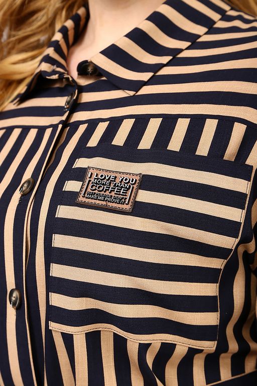 Платье-рубашка в полоску женское - Almond фото 3