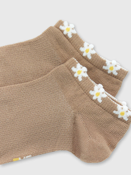 Цена за 5 пар! Носки женские коричневые с рисунком в виде цветочков - Mark formelle фото 4