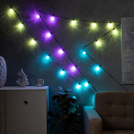 Умная гирлянда Нить 6 м с насадками Калейдоскоп, IP20, тёмная нить, 20 LED, свечение RGB, USB - Luazon lighting фото 4