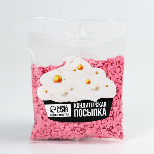 Цена за 2 шт. Кондитерская посыпка для десертов мягкая «Сердце»: розовая, 50 г