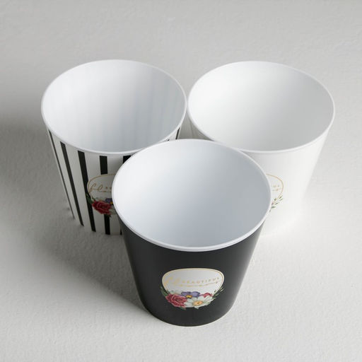 Набор кашпо для цветов 3 в 1 «Beautiful», тиснение, 0,8 л, 11 х 12 см