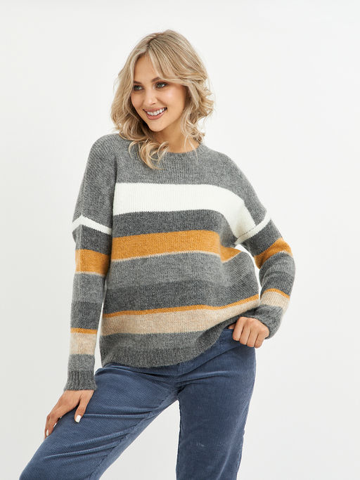 джемпер женский серый в полоску - Glenfield фото 5