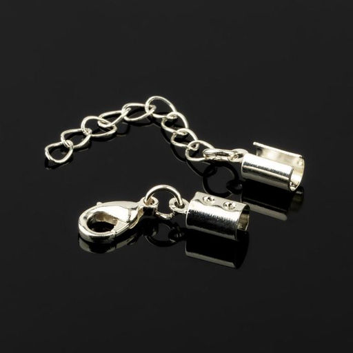 Замок карабин 5 шт. 12?7 мм, с удлинителем и обжимными круглыми концевиками 10?5 мм