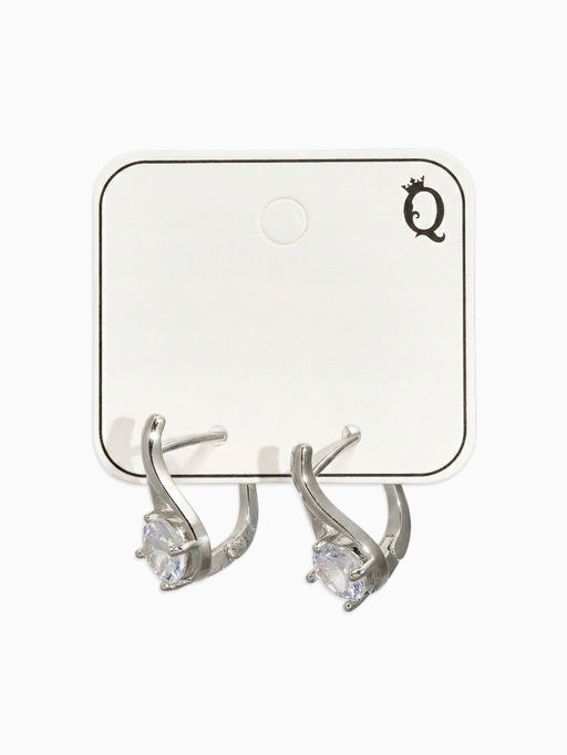 Серьги со стразами «Магия» бусинка в капле, белые в серебре